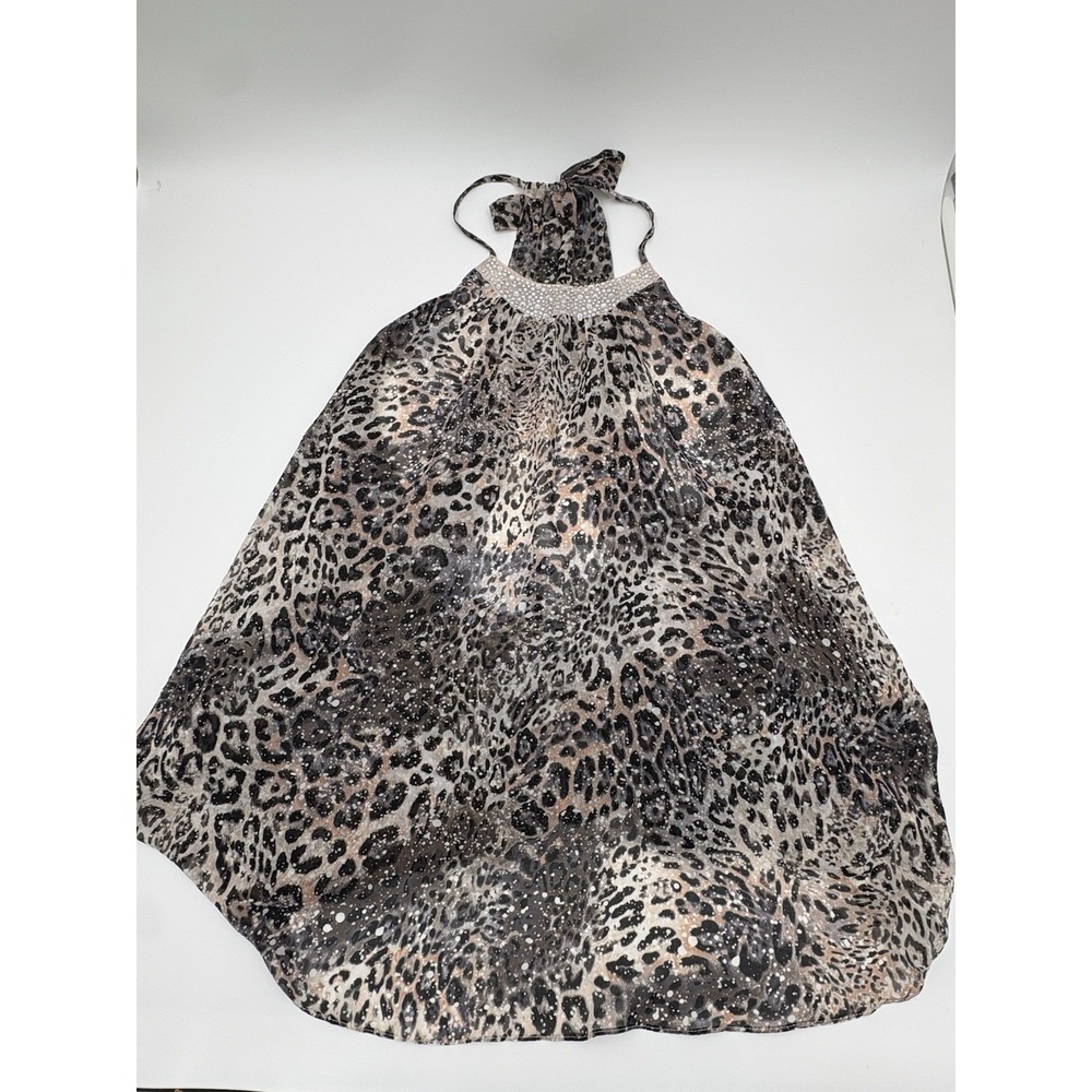 Victoria's Secret Leopard Embellished Babydoll Sheer Sz Med Halter Lingerie